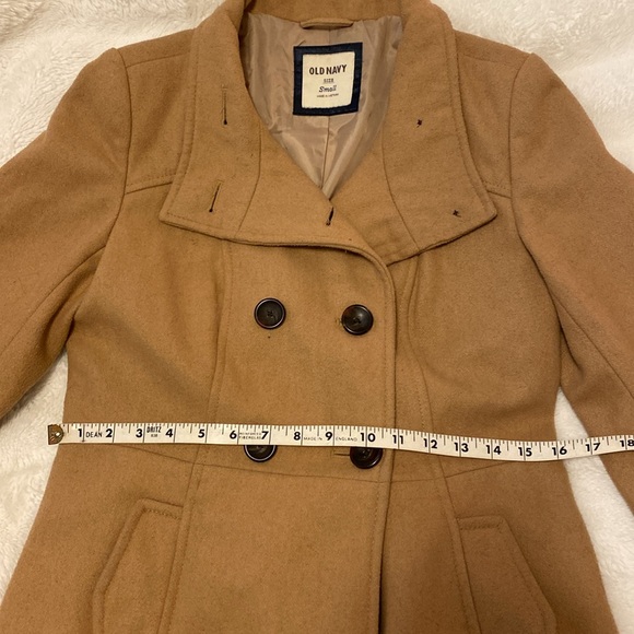 Old Navy Tan Pea Coat with Wide Lapel and Medium Length | Size Small - Picture 2 of 8